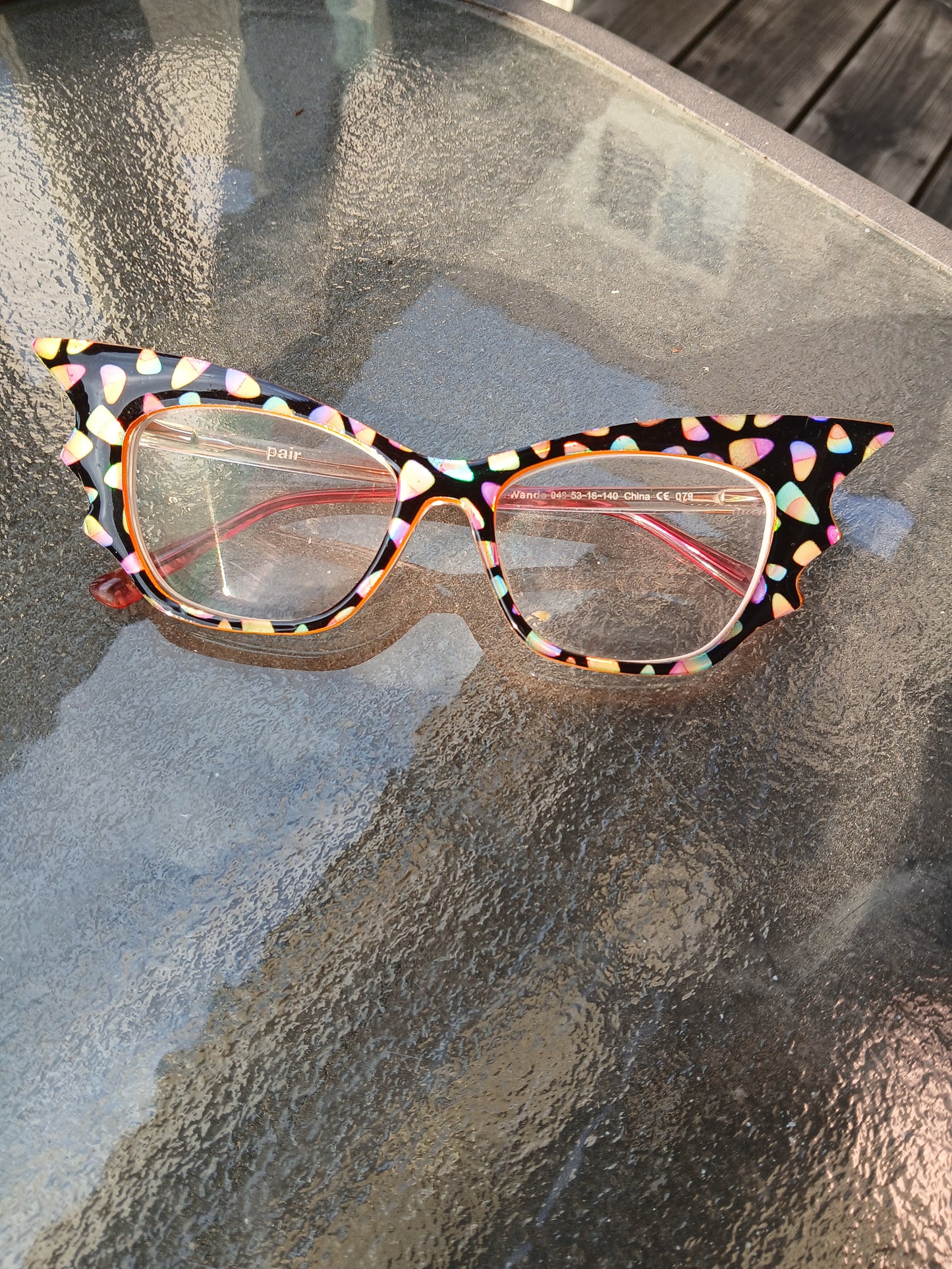 Neon candy corn bat wing topper. Can be made in any style.