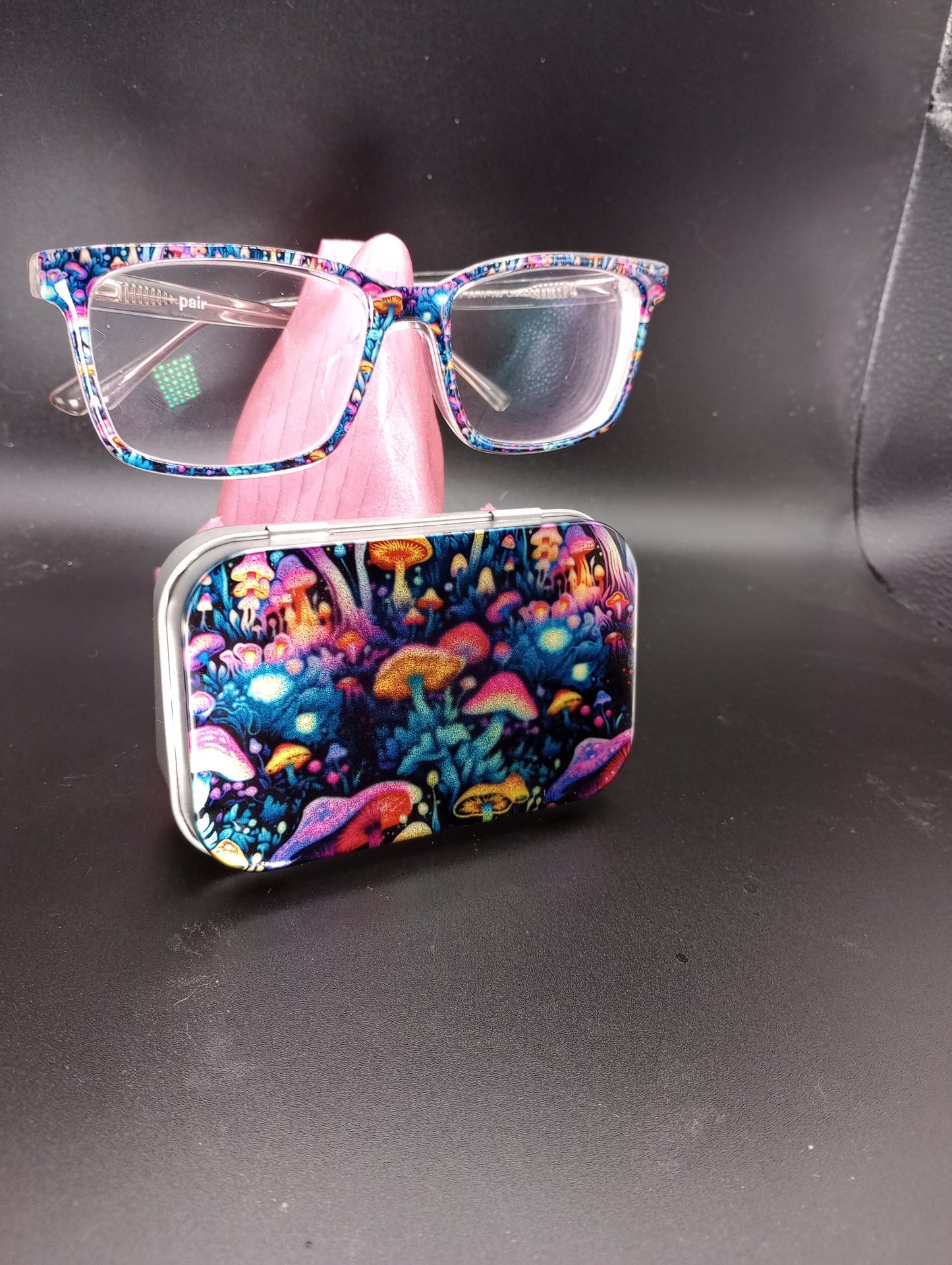 Holographic mushrooms topper. (Add a mini rolling tray. ;) )