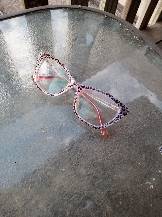 Transparent purple and gold leopard print with gold glitter topper